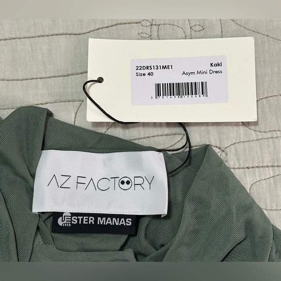 NEW AZ FACTORY + Ester Manas Draped Stretch-tulle Mini Dress Sz 40 (US 8) Green - Picture 6 of 12